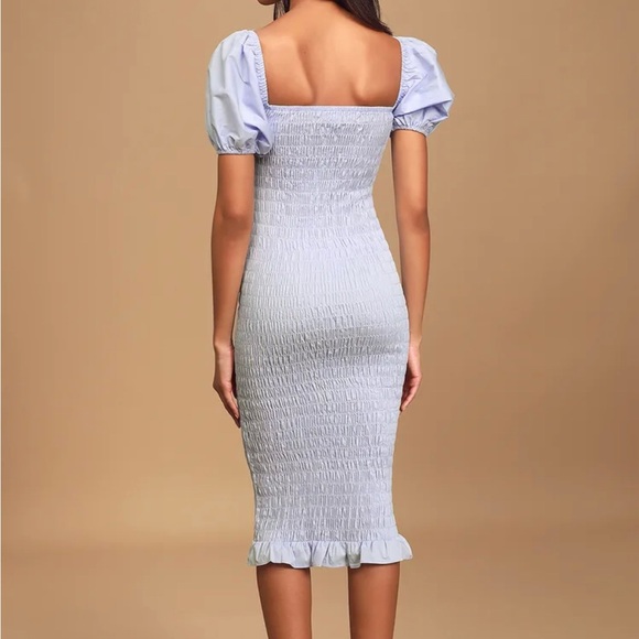 Lulus Rouched Midi Dress - Picture 2 of 8